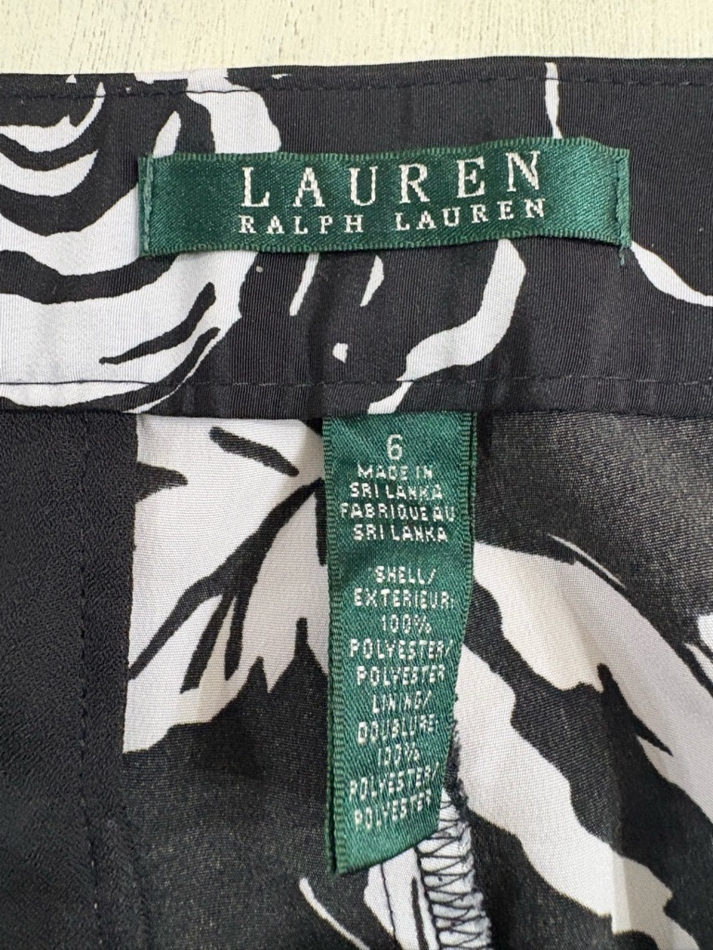 Ralph Lauren Black & White Floral Wide-Leg Pants NWOT SIZE 6 - Picture 4 of 4